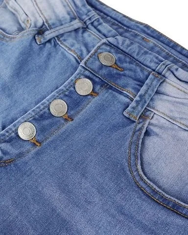 GR | Jeans gewaschen Knopf Damenjeans Jeans mit hoher Taille