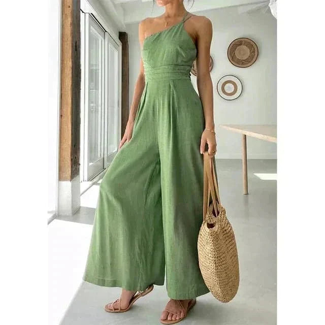 GR | Jumpsuit One Shoulder Asymmetrical Flowy Fit Elegant Wide Legs