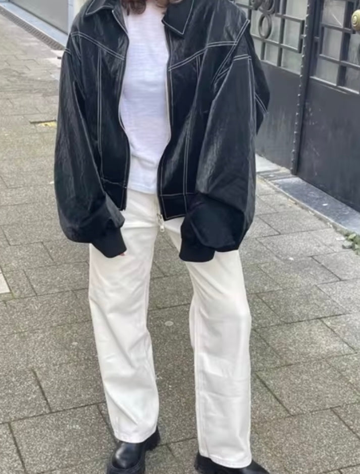 GR | Lederbomberjacke Im Vintage-Stil