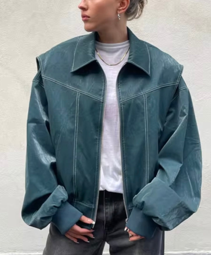 GR | Lederbomberjacke Im Vintage-Stil