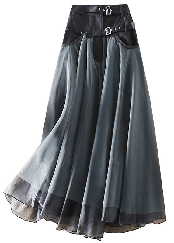 GR | Fashionable tulle patchwork maxi skirt