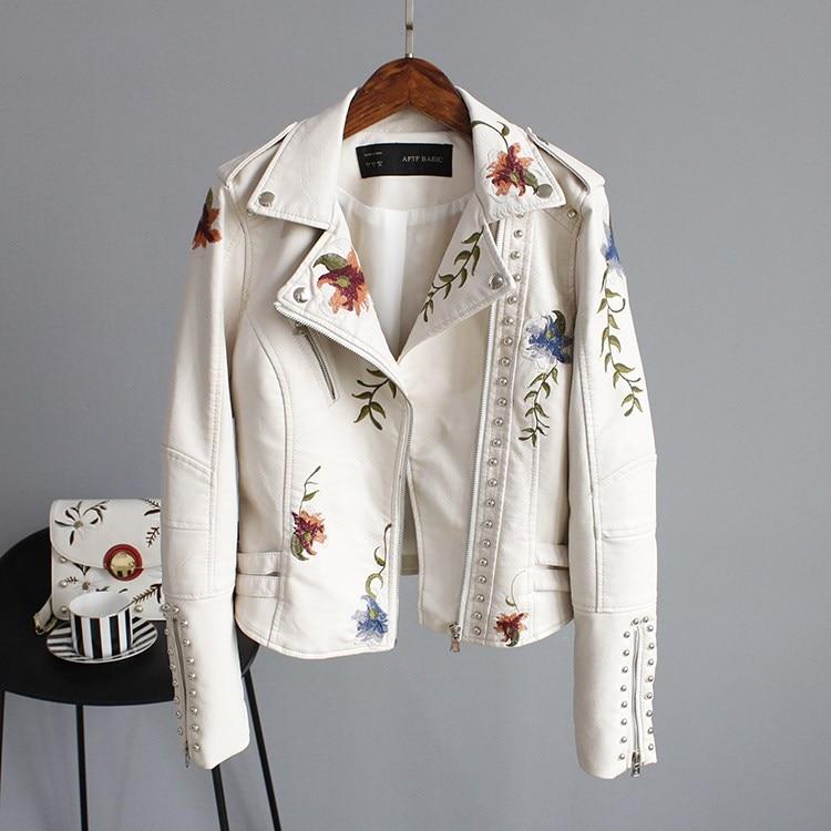 GR | Leather jacket with embroidery