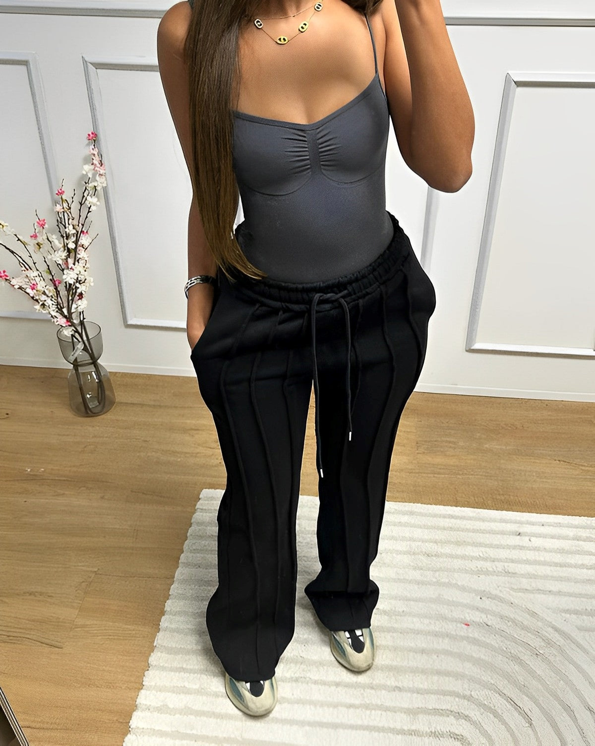 GR | Gestreifte Loose Fit Jogginghose für Damen