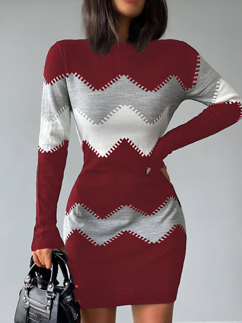 GR | gestricktes Bodycon-Minikleid Für Frauen
