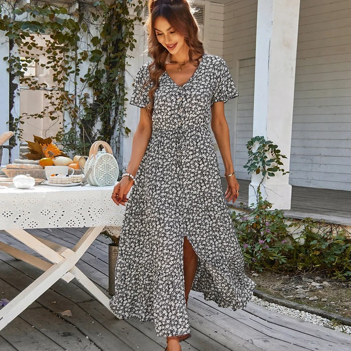 Floral dress with ruffled sleeves