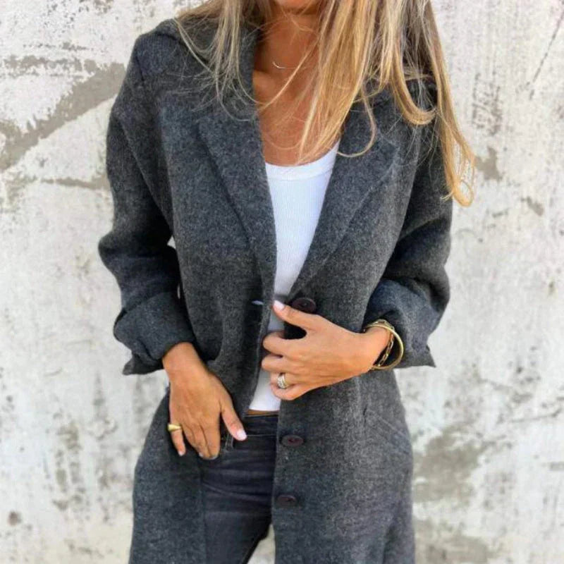 GR | Gemütliche Mittellange Strickjacke Mit Umgeschlagenen Ärmel Für Damen