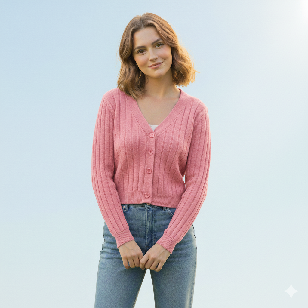 GR | Schnürgestrickter Pullover mit V-Ausschnitt für Damen