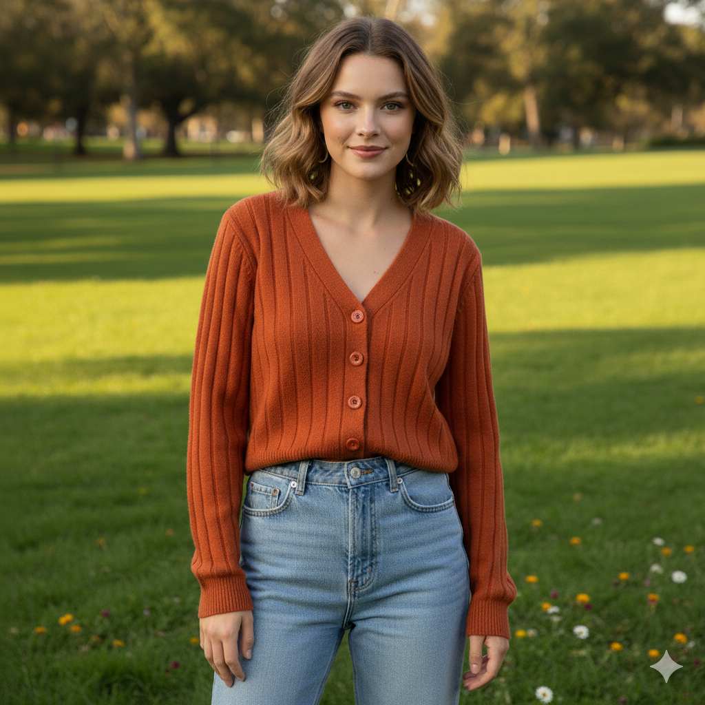 GR | Schnürgestrickter Pullover mit V-Ausschnitt für Damen