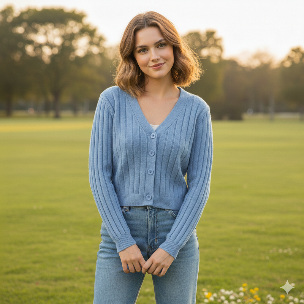 GR | Schnürgestrickter Pullover mit V-Ausschnitt für Damen