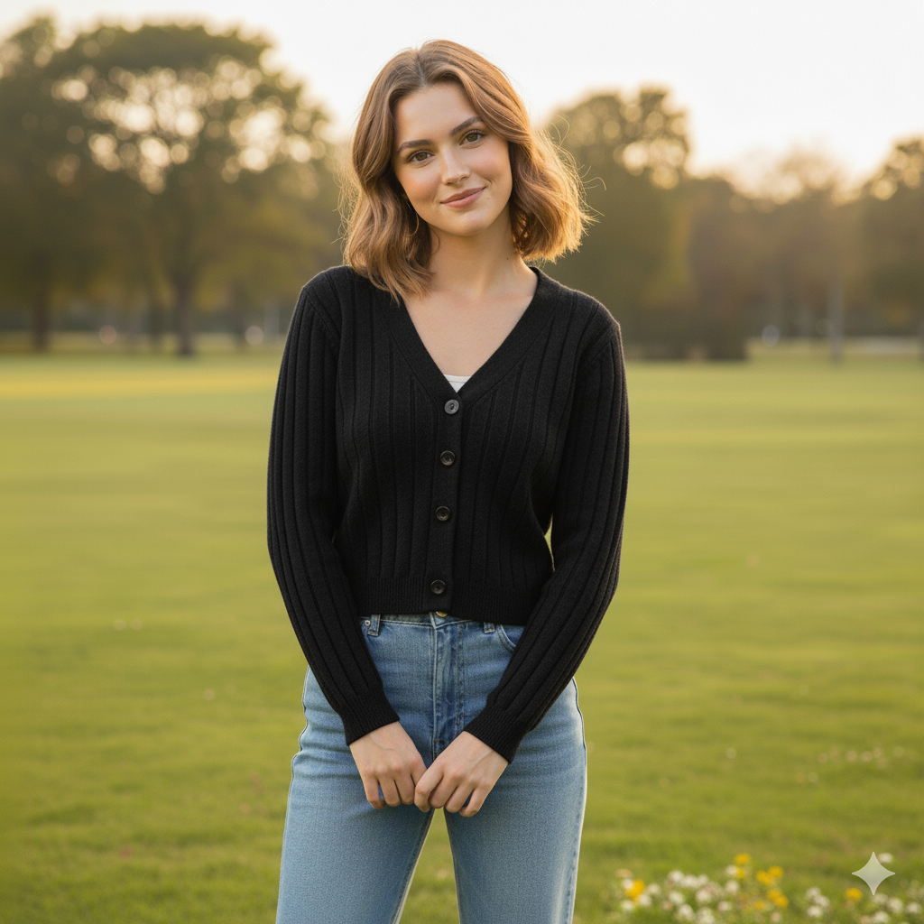 GR | Schnürgestrickter Pullover mit V-Ausschnitt für Damen