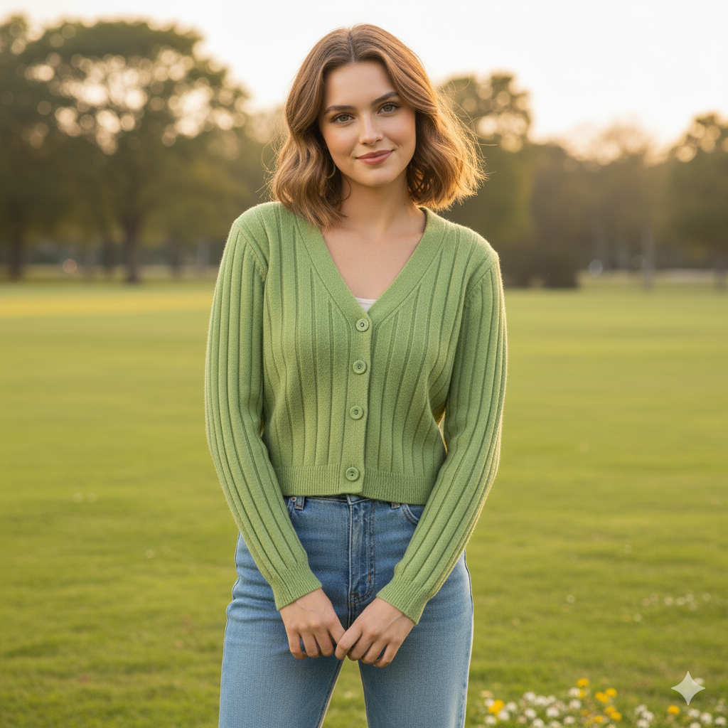 GR | Schnürgestrickter Pullover mit V-Ausschnitt für Damen