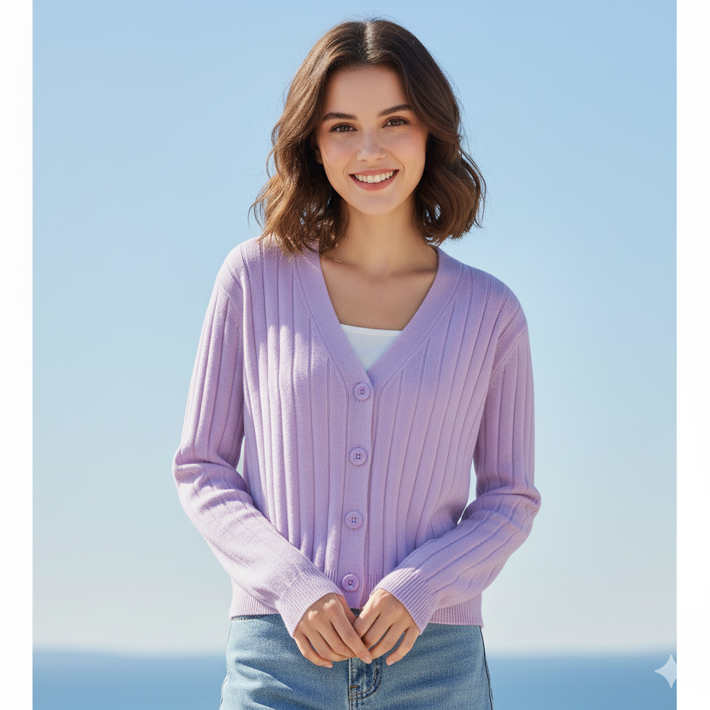 GR | Schnürgestrickter Pullover mit V-Ausschnitt für Damen