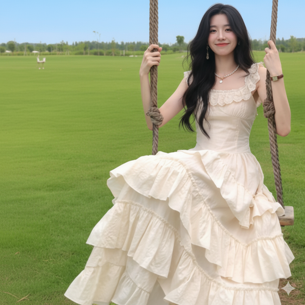 GR | Elegantes Ärmelloses Rüschentorte Kleid