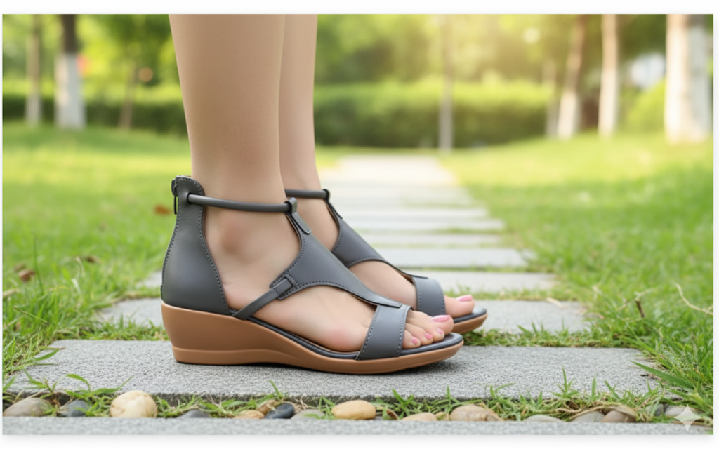 GR - Comfortable orthopedic wedge sandals for women | Casual leather wedge sandals with arch support
