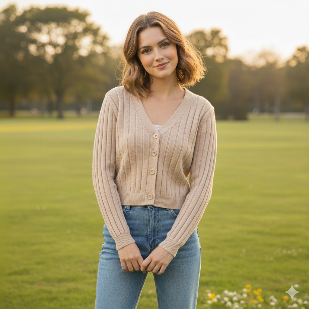 GR | Schnürgestrickter Pullover mit V-Ausschnitt für Damen
