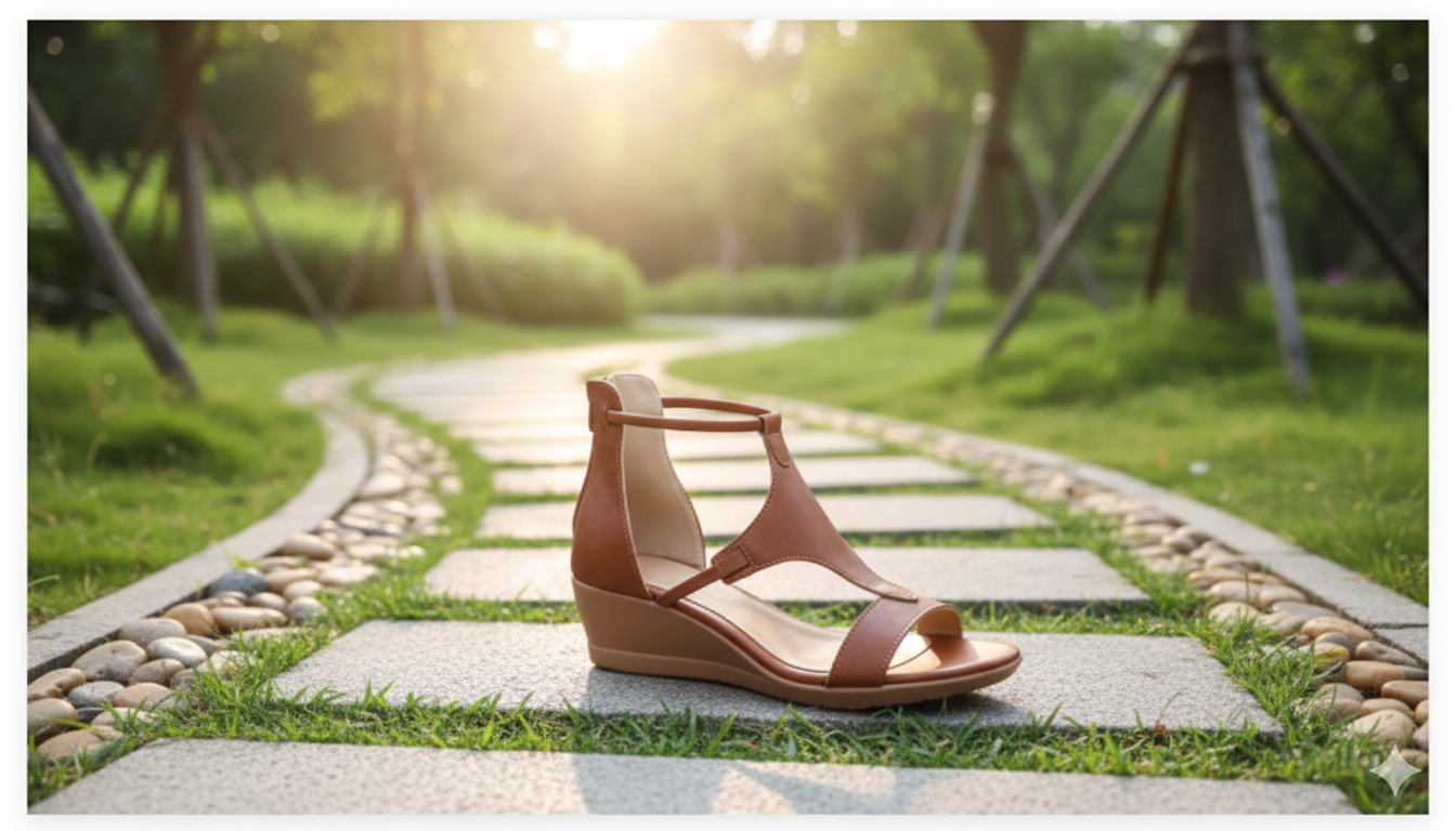 GR - Comfortable orthopedic wedge sandals for women | Casual leather wedge sandals with arch support