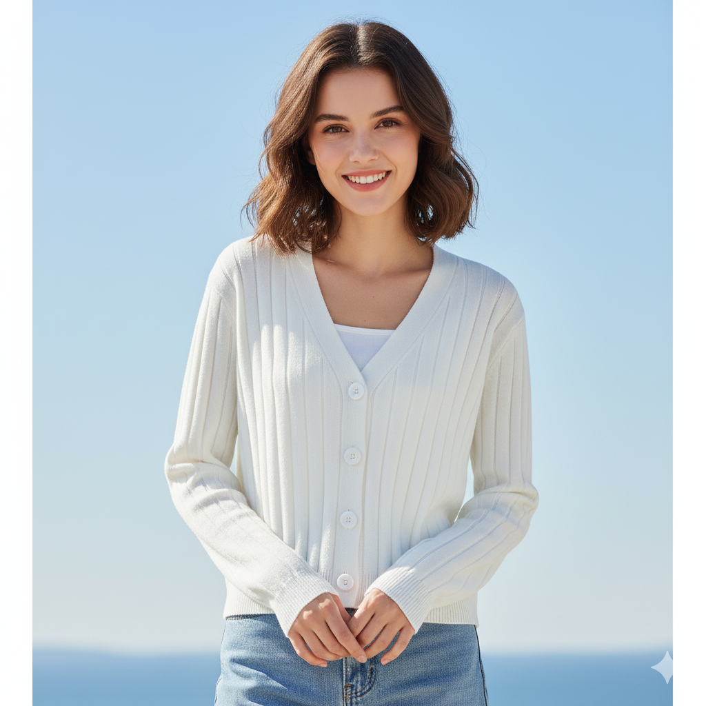 GR | Schnürgestrickter Pullover mit V-Ausschnitt für Damen