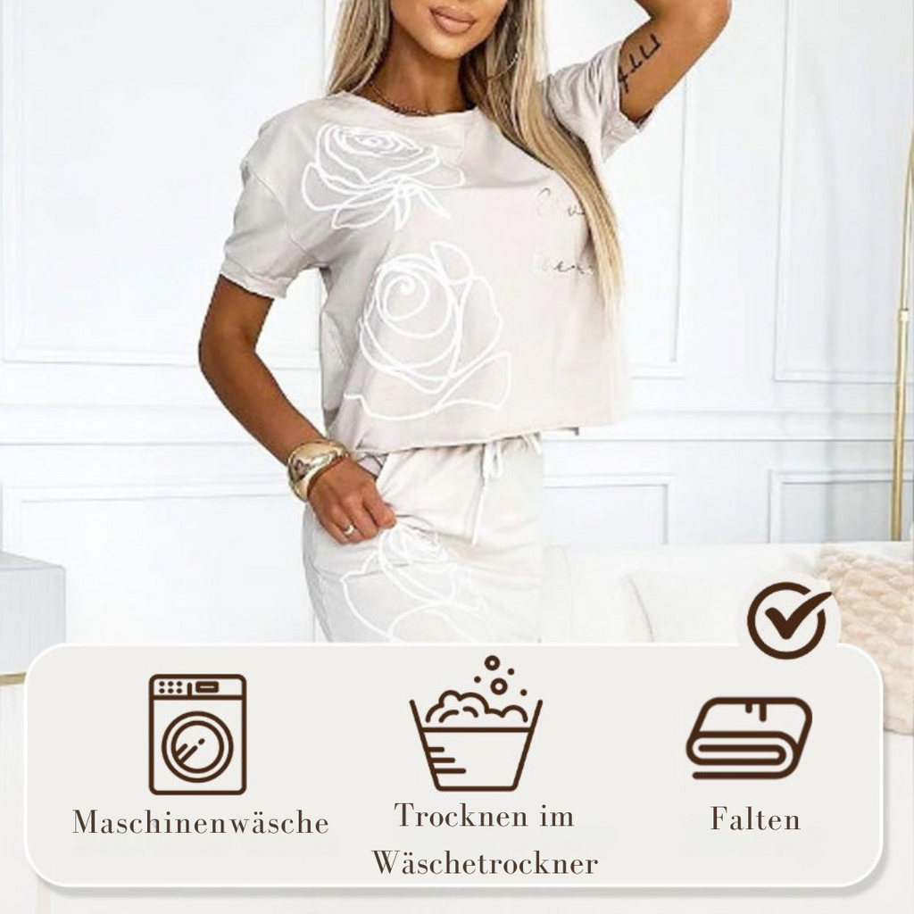 GR | Elegant Two-Piece Set with Floral Pattern for Women