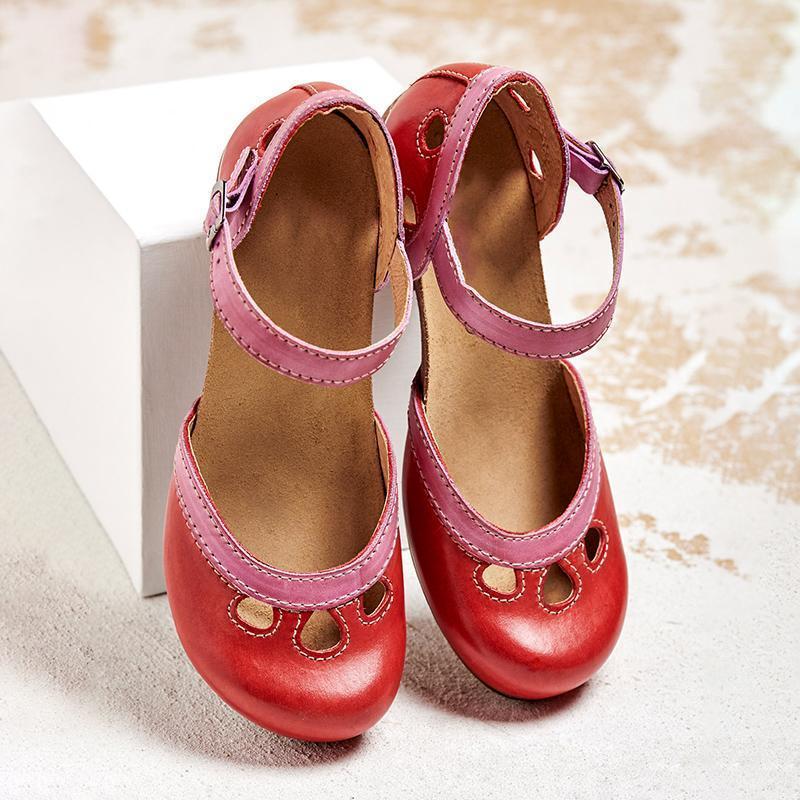GR | Toe sandals Comfortable block heels with ankle strap for women 