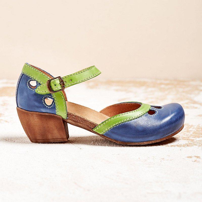 GR | Toe sandals Comfortable block heels with ankle strap for women 