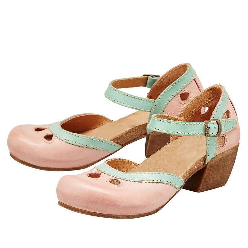 GR | Toe sandals Comfortable block heels with ankle strap for women 