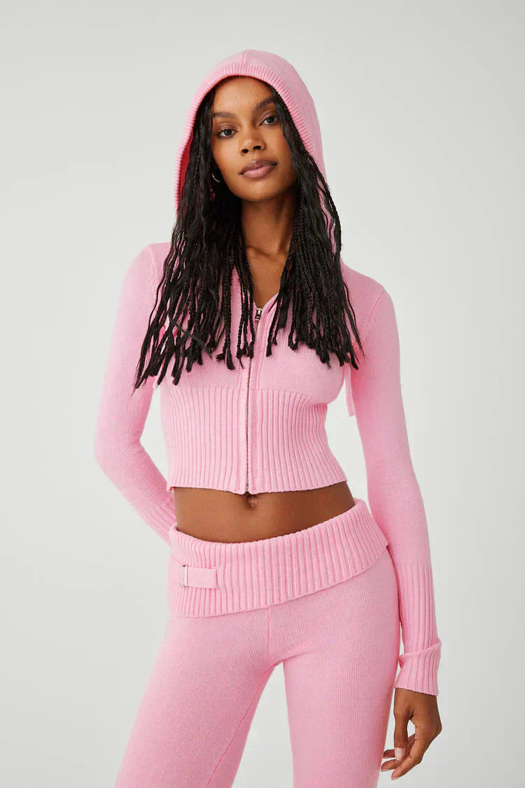 GR | Women's Loungewear Set Zip Two-Piece Set consisting of cardigan and knit trousers 
