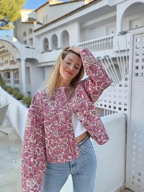 GR - Women's floral quilted jacket for cozy days