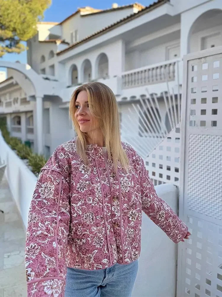 GR - Women's floral quilted jacket for cozy days