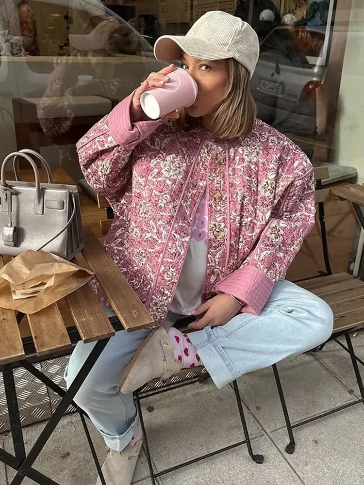 GR - Women's floral quilted jacket for cozy days