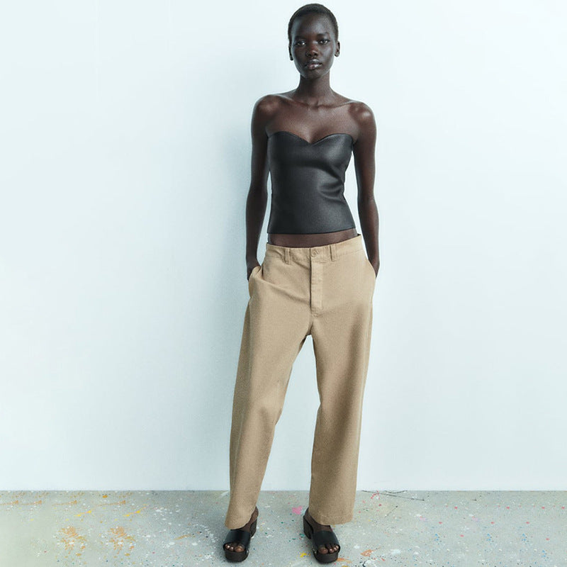 GR | Shiny Bandeau Strapless Top Tube Top