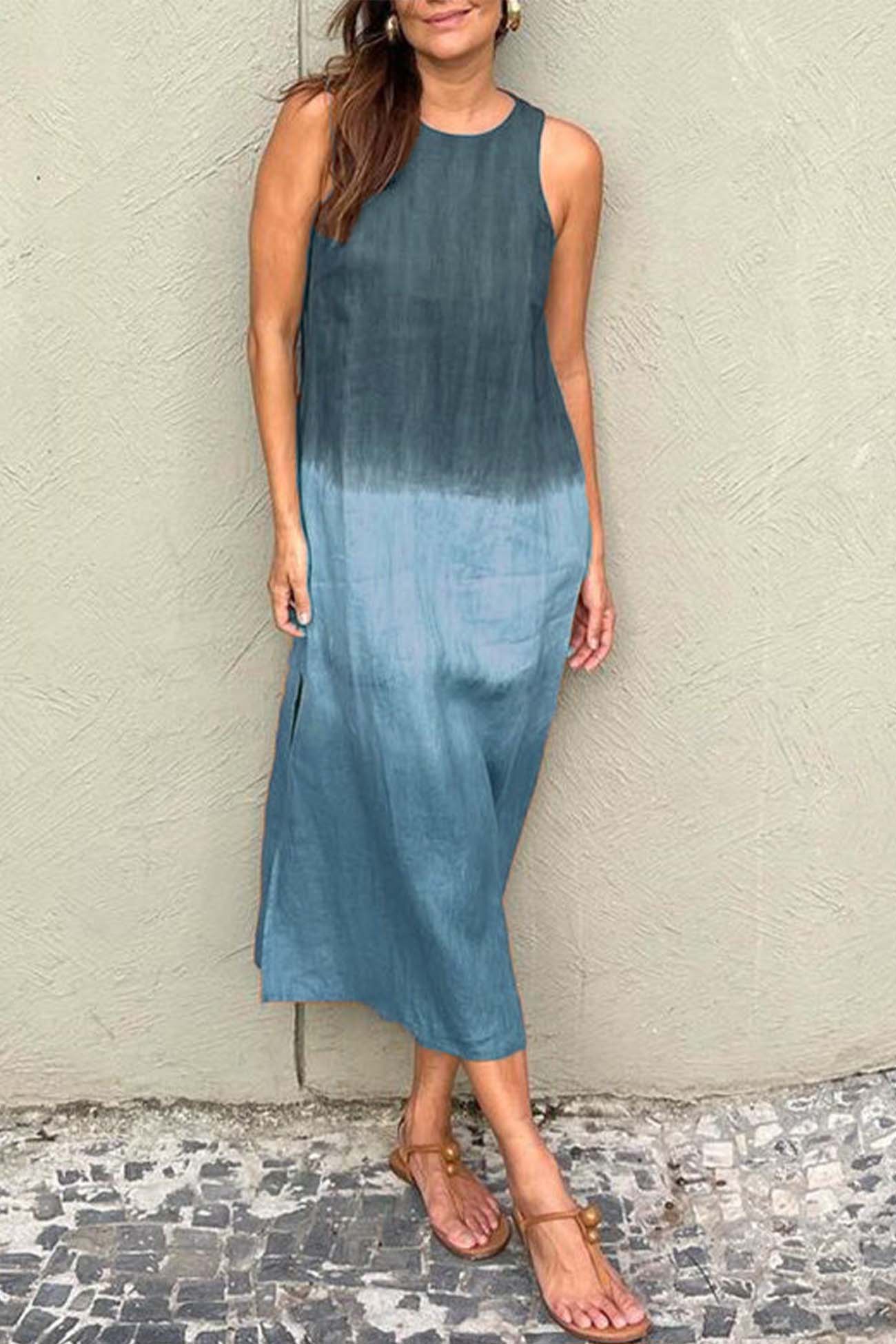 GR | Gradient Side Seam Sleeveless Tank Dress