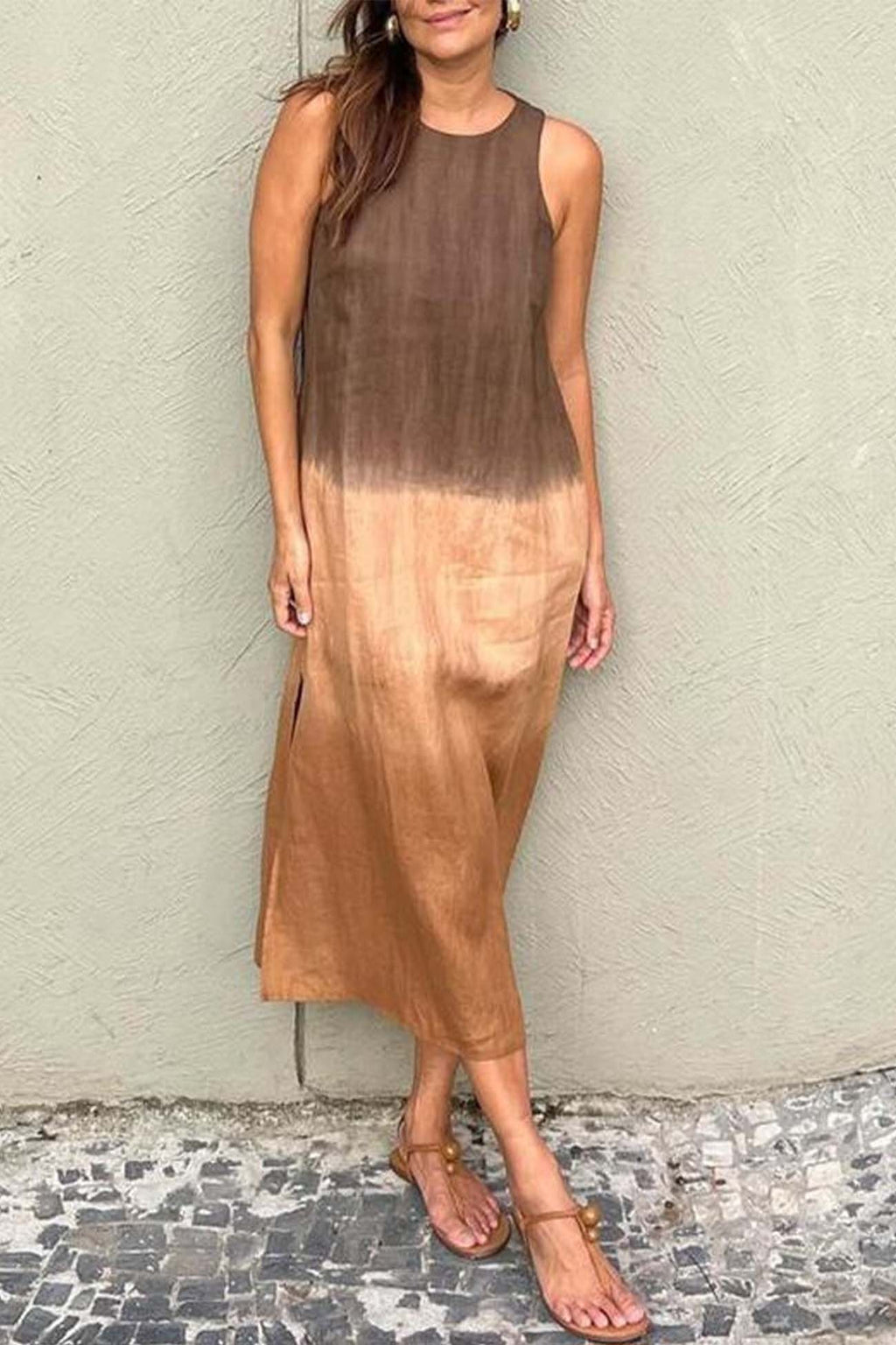 GR | Gradient Side Seam Sleeveless Tank Dress