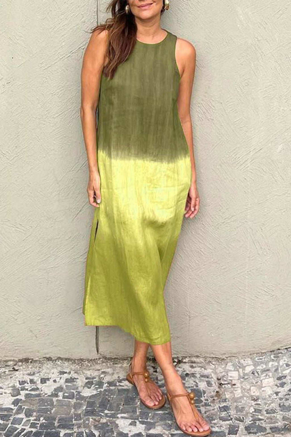 GR | Gradient Side Seam Sleeveless Tank Dress