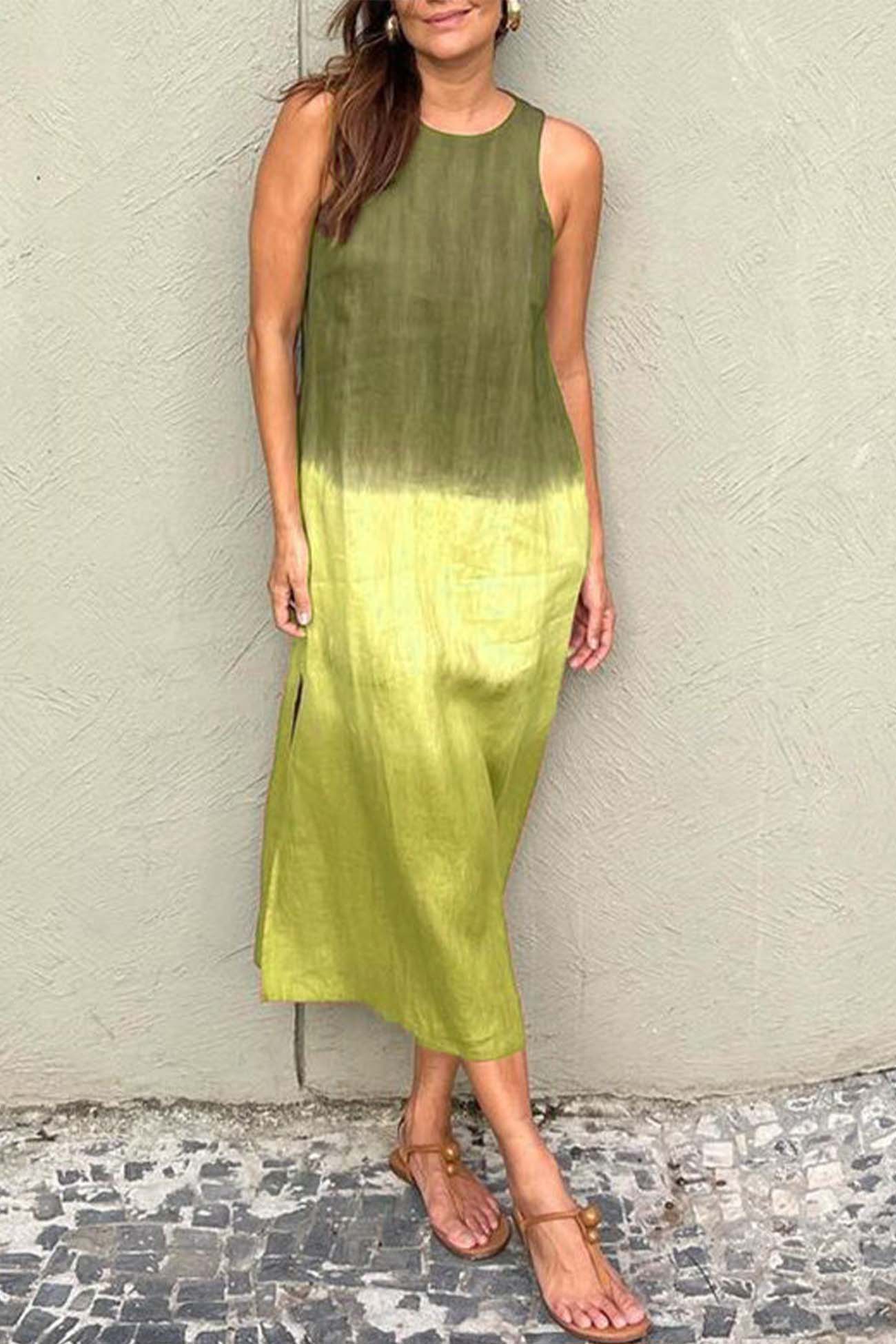 GR | Gradient Side Seam Sleeveless Tank Dress