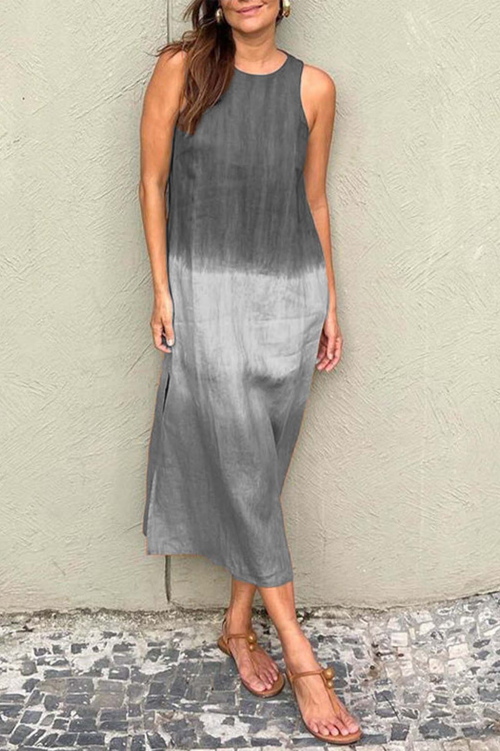 GR | Gradient Side Seam Sleeveless Tank Dress
