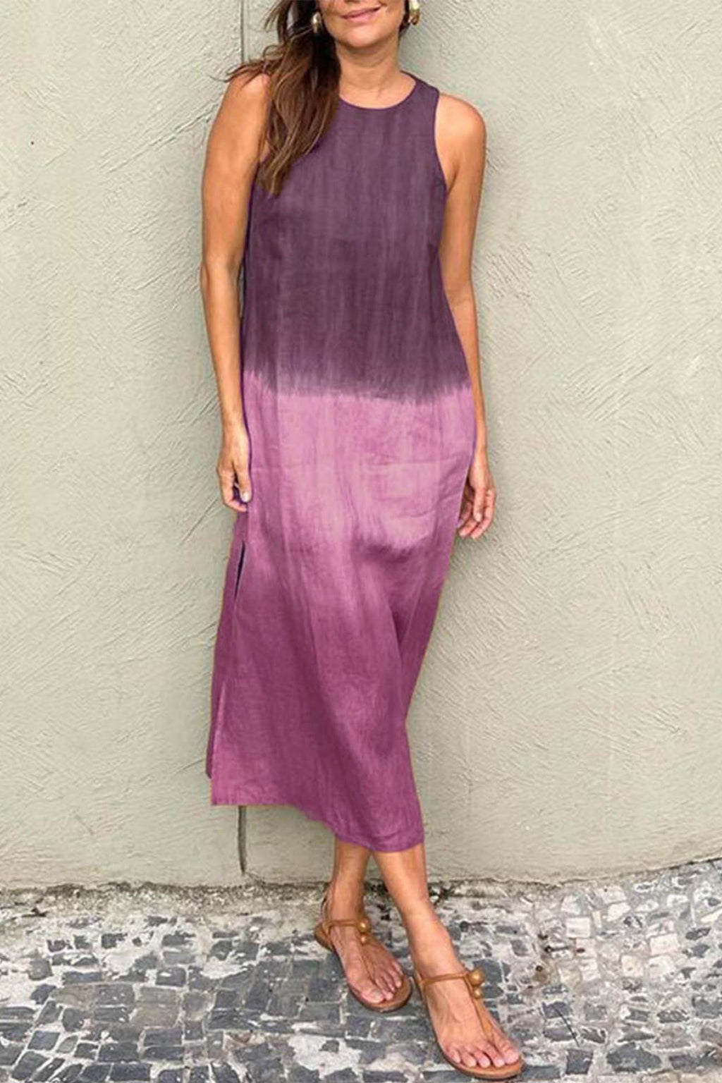 GR | Gradient Side Seam Sleeveless Tank Dress