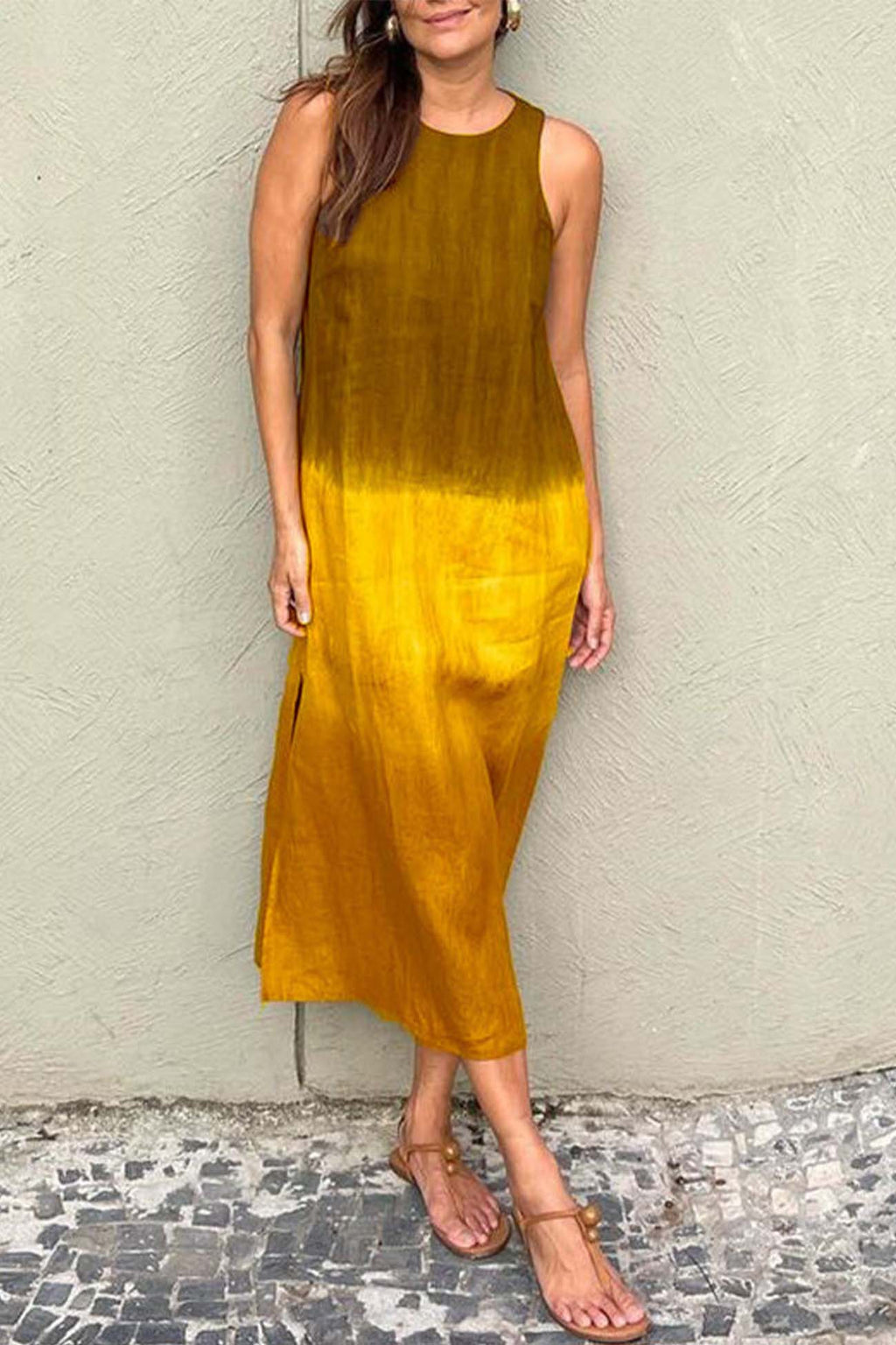 GR | Gradient Side Seam Sleeveless Tank Dress