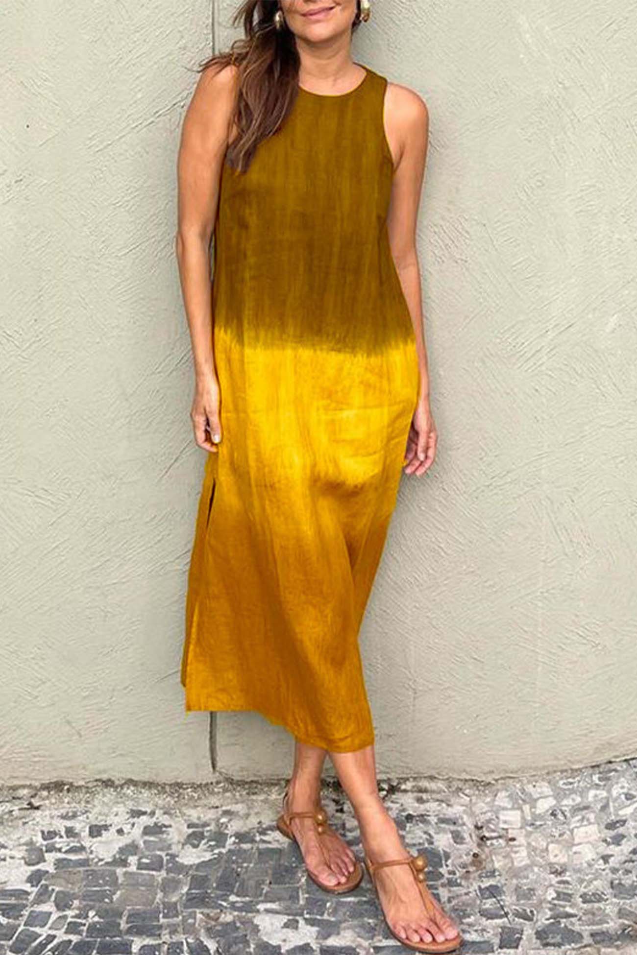 GR | Gradient Side Seam Sleeveless Tank Dress