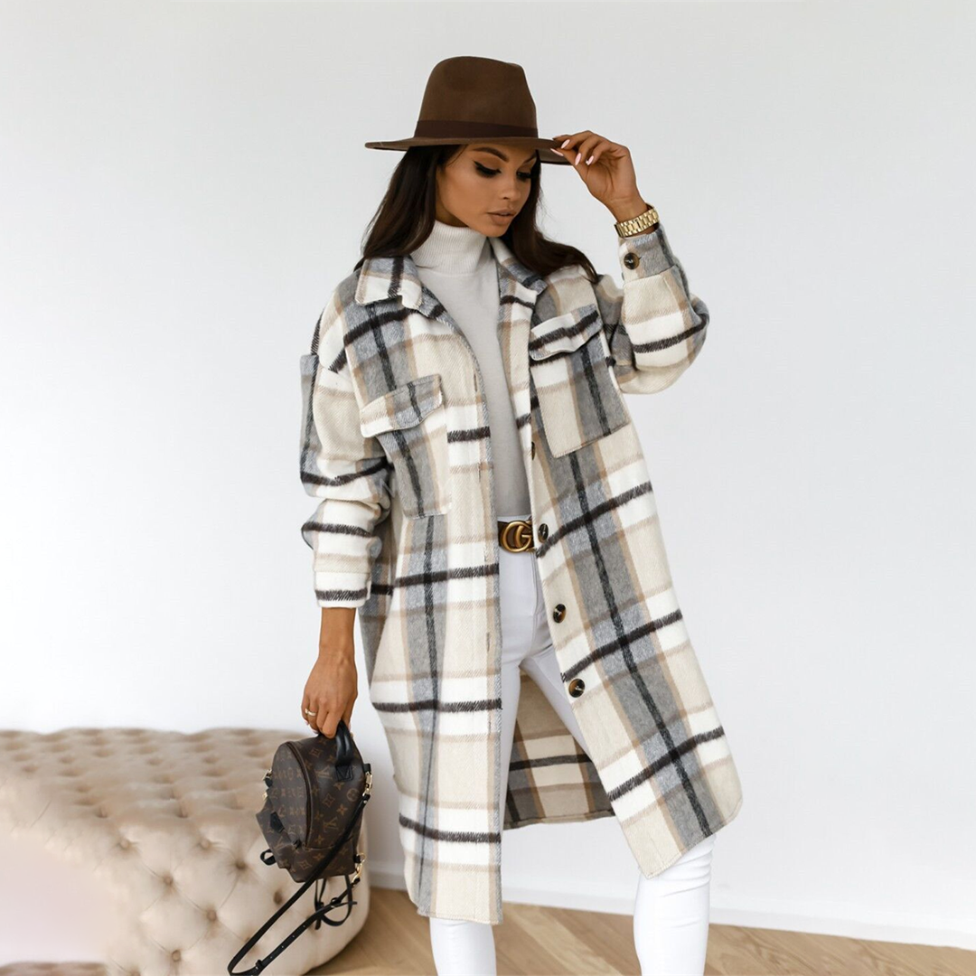 GR - Checkered long women's coat new autumn collection 2023