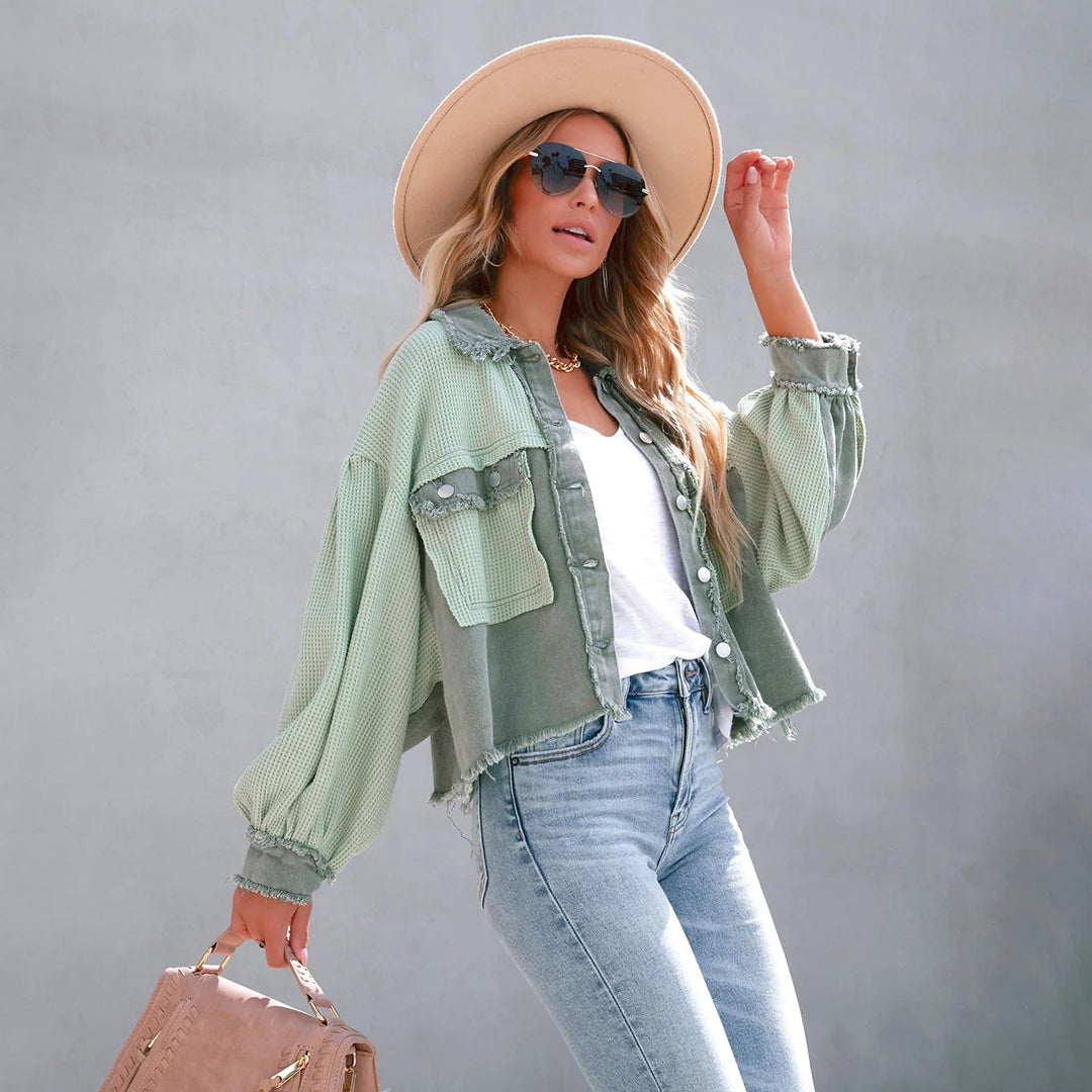 GR Vintage Jacket | Puffed long-sleeved fashion jacket for modern women with pockets