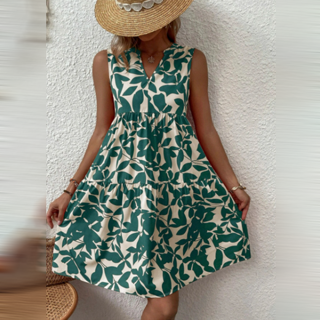 GR | Sleeveless Boho Style Dress, V-Neck, Loose Fit, Lightweight and Breathable