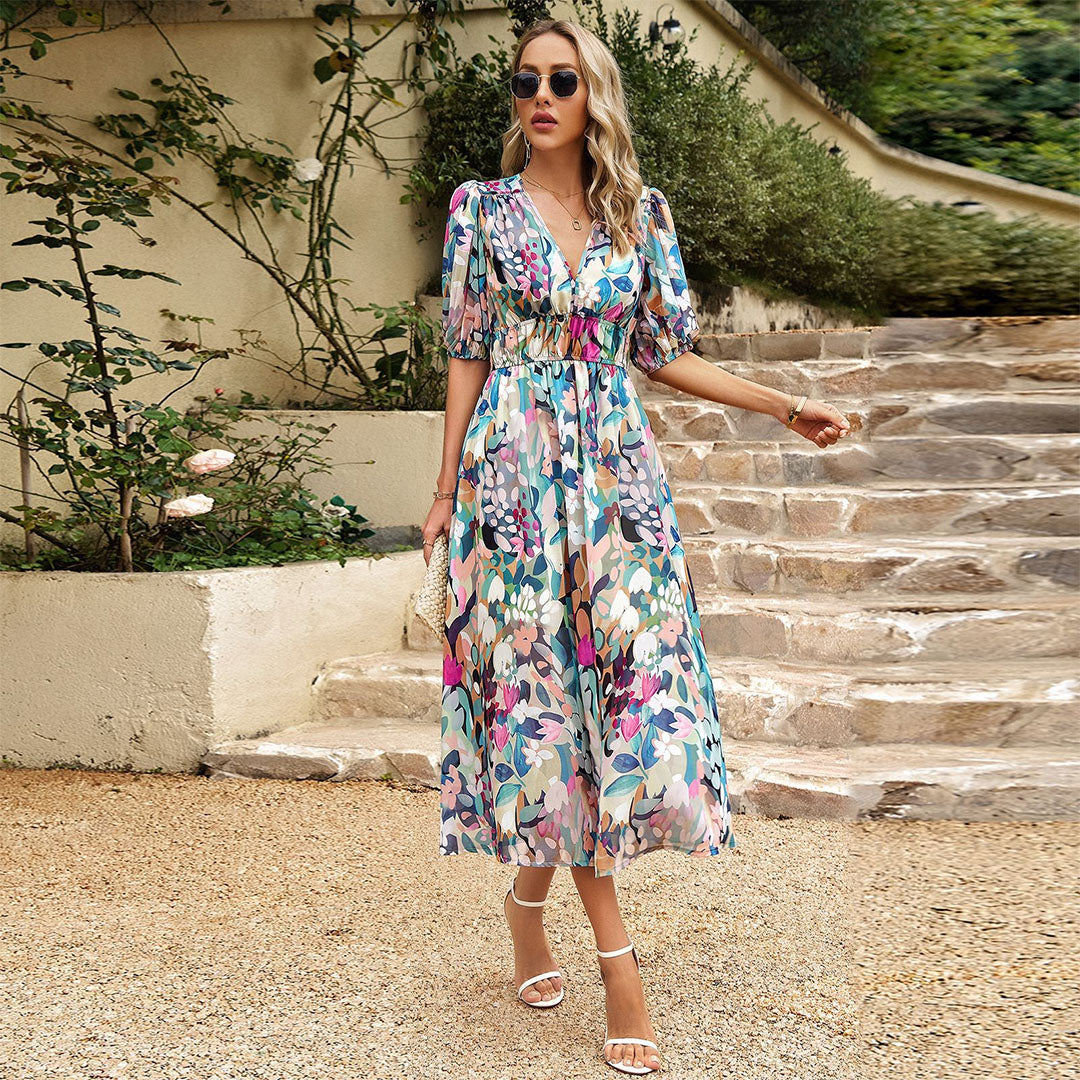 GR - Elegantes Midikleid mit V-Ausschnitt