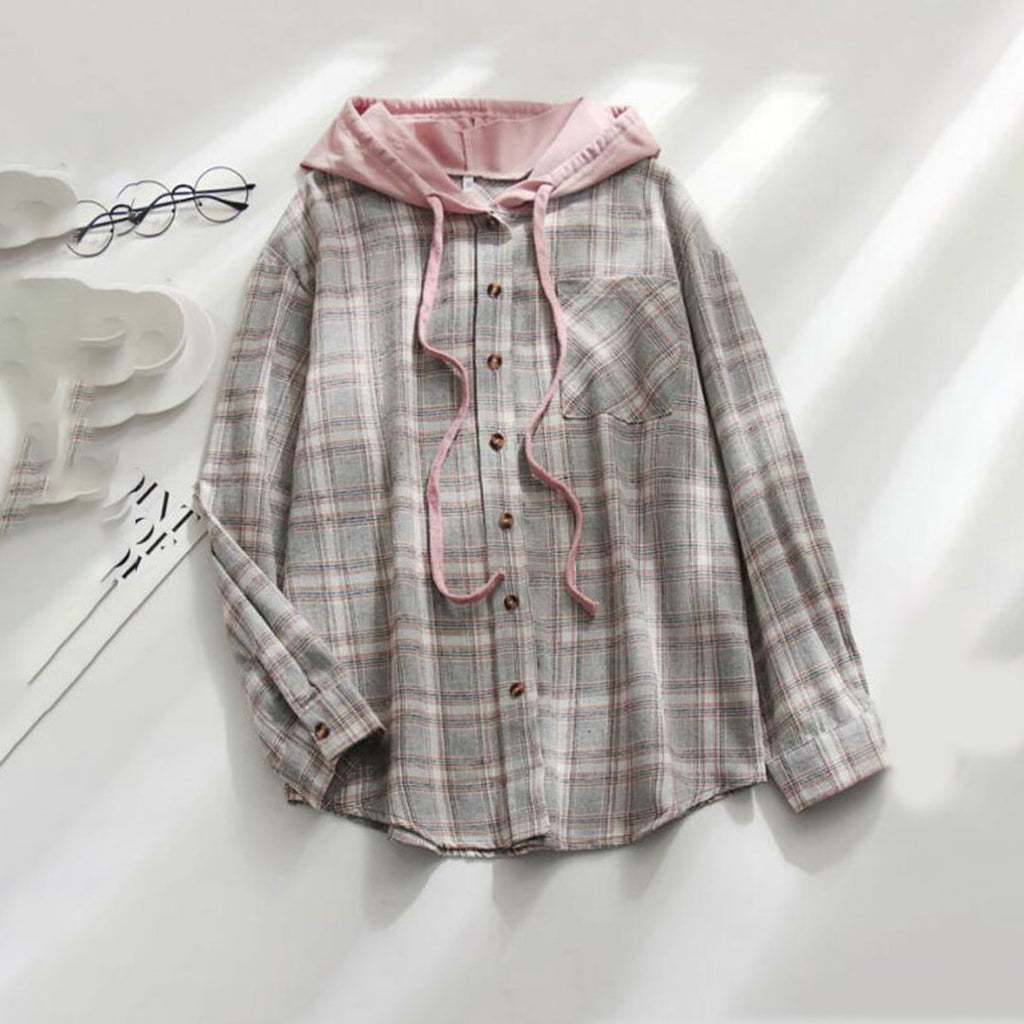 GR - Elegante Kapuzenjacke mit Karodesign