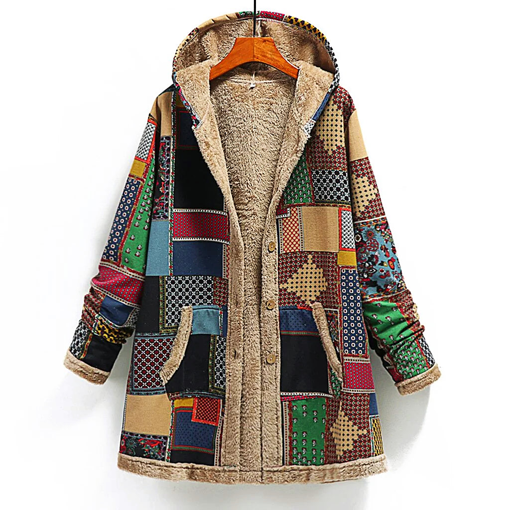 GR | Thick fleece jacket for women with print