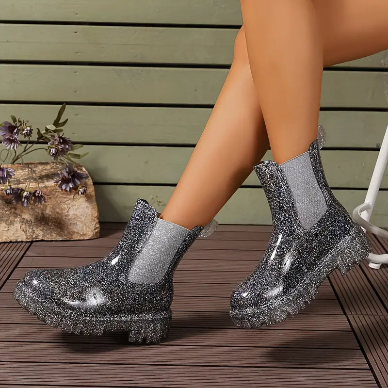 GR | Ankle boots - sustainable women's glitter rain boots