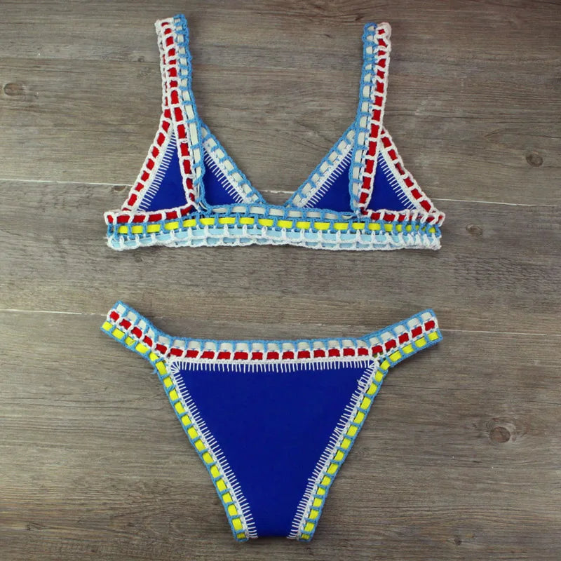 GR | Sexy Bikinis Summer Women's Swimsuit Hand Crocheted Bikini Set Swimwear Beach Swimsuit Biquini Woman Monokini