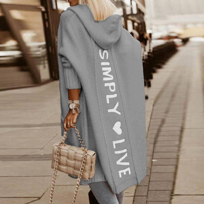 GR Cozy hooded cardigan: Women's cardigan with letter print