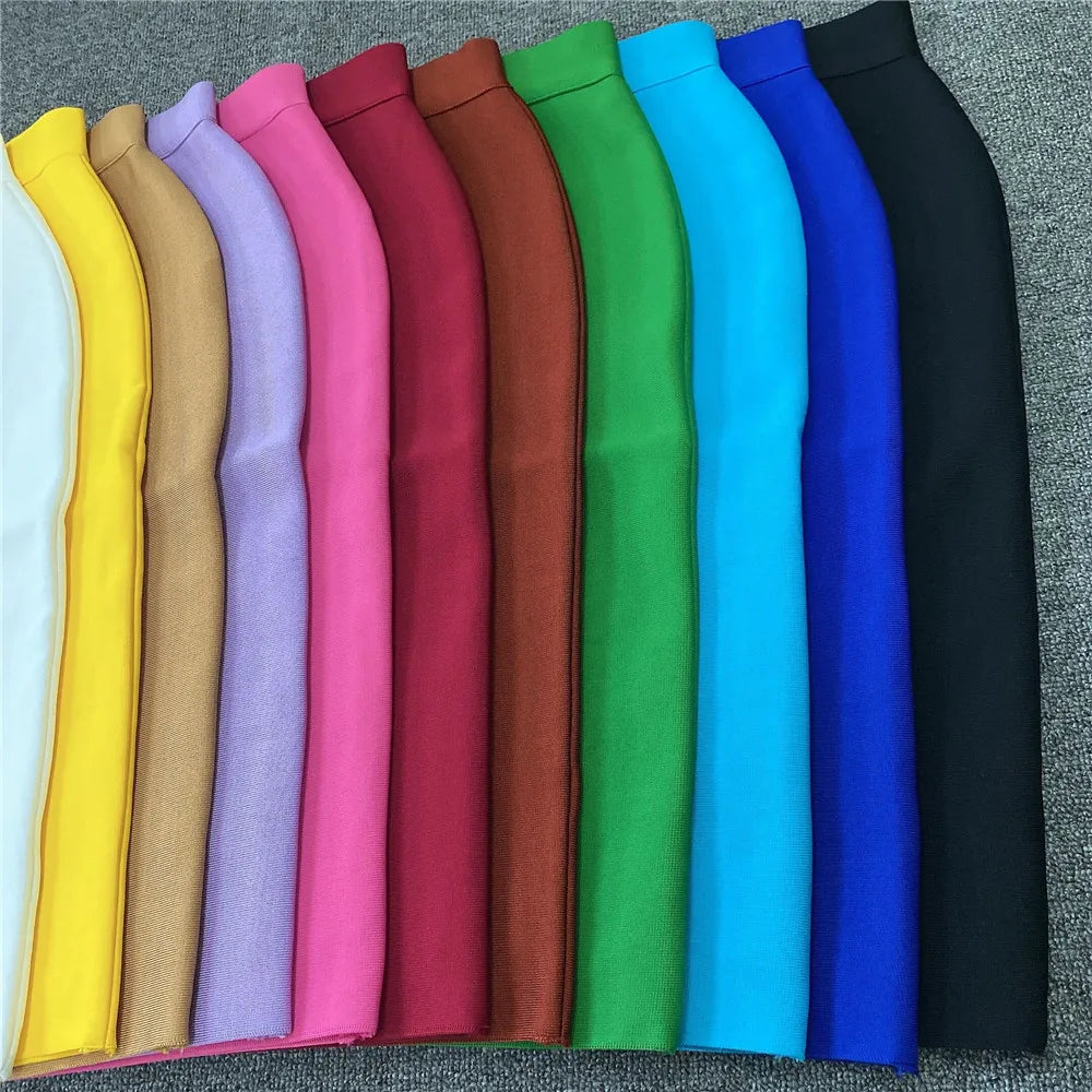 GR | Women's New Rayon Bandage Skirt Elegant Pencil Skirt Famous Sexy Club Party Clothing Vintage Vestios