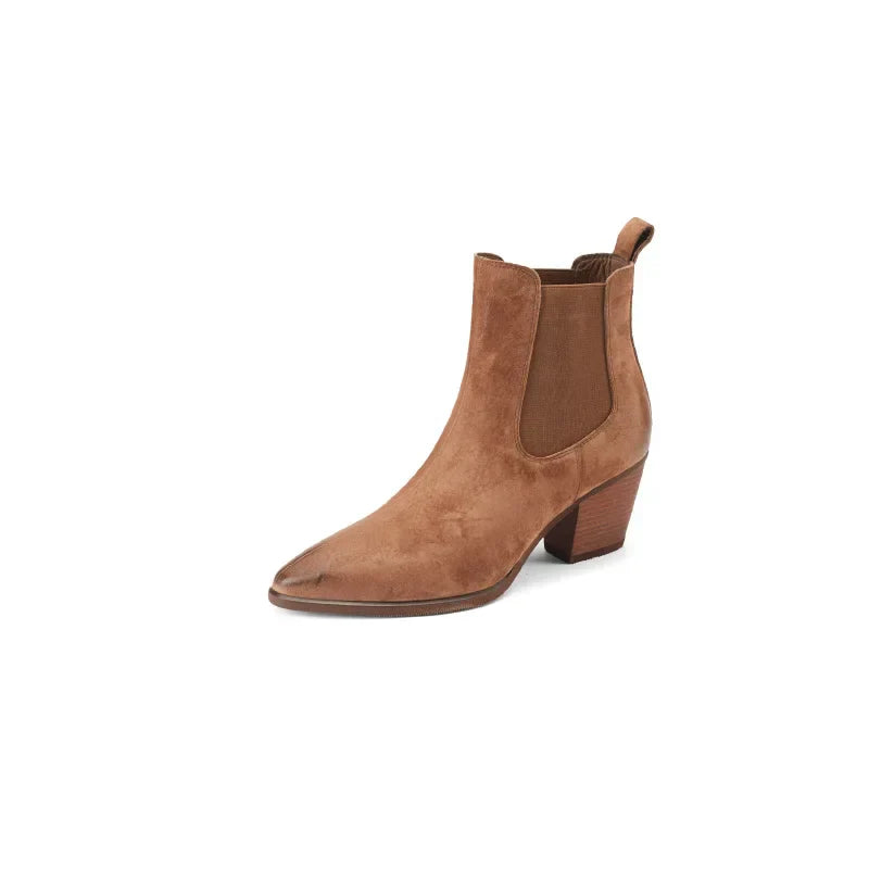 GR | Women's Leather Ankle Boots – Comfortable Block Heel
