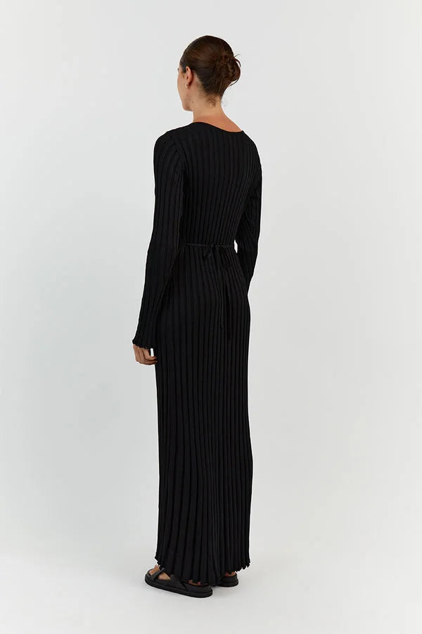 GR Strickkleid | Modernes Langarm-Damenkleid mit V-Ausschnitt